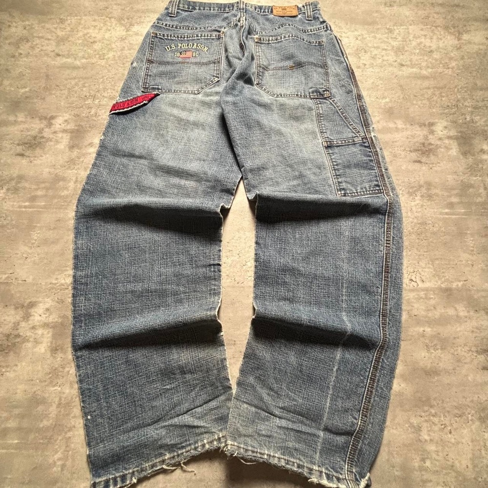 US Polo Assn Carpenter Jeans Mens 30x32 Blue Vintage Y2K Skater Baggy Faded